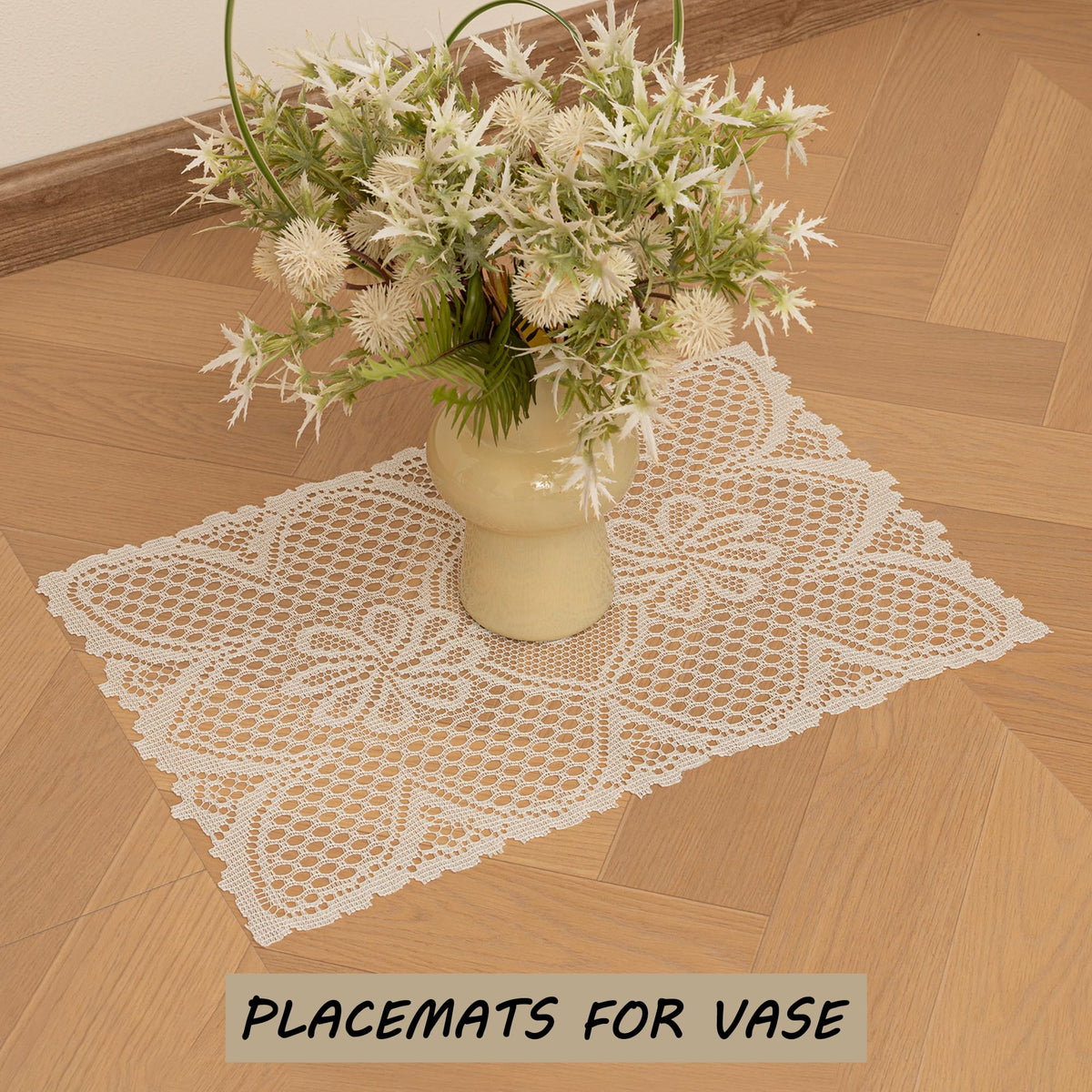 2 Pcs Rectangle Lace Placemats 12x17 Inch B163