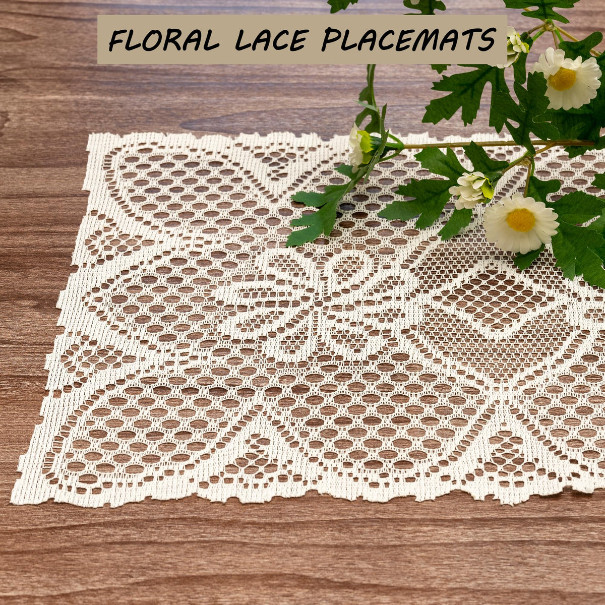 2 Pcs Rectangle Lace Placemats 12x17 Inch B163