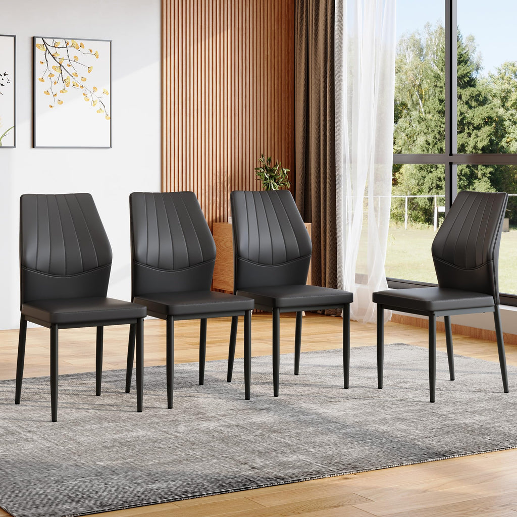Black PU Leather Dining Chairs Set of 4 Z931444