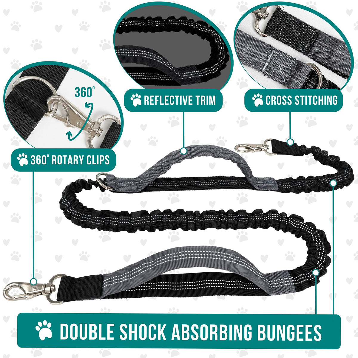 Hands Free Dog Leash with Waist Belt Bag D1661