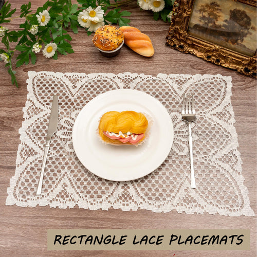 2 Pcs Rectangle Lace Placemats 12x17 Inch B163