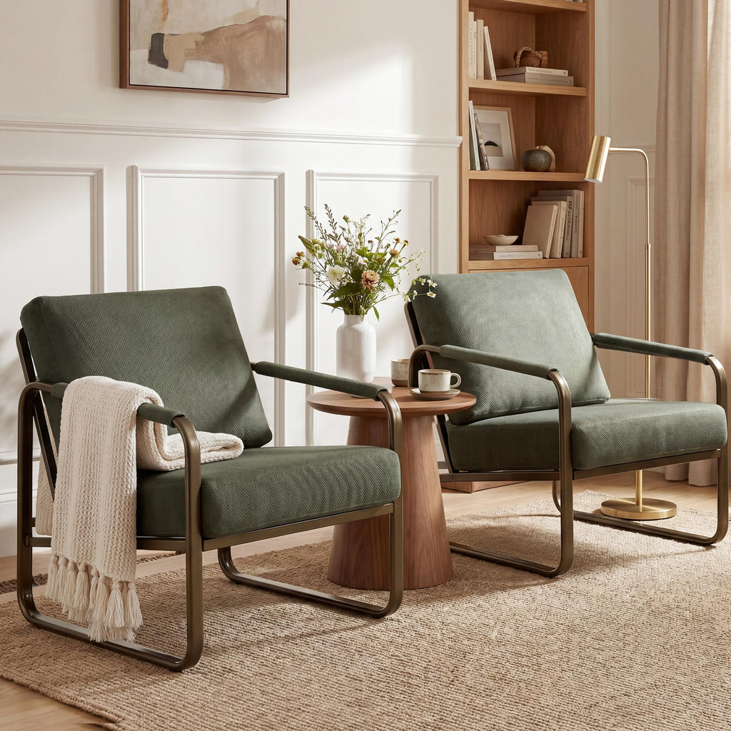 Set of 2 Green Fabric Accent Chair U91919