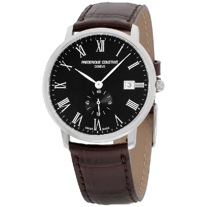 Frederique Constant Men's FC-245BR5S6-DBR Slimline Brown Leather Watch