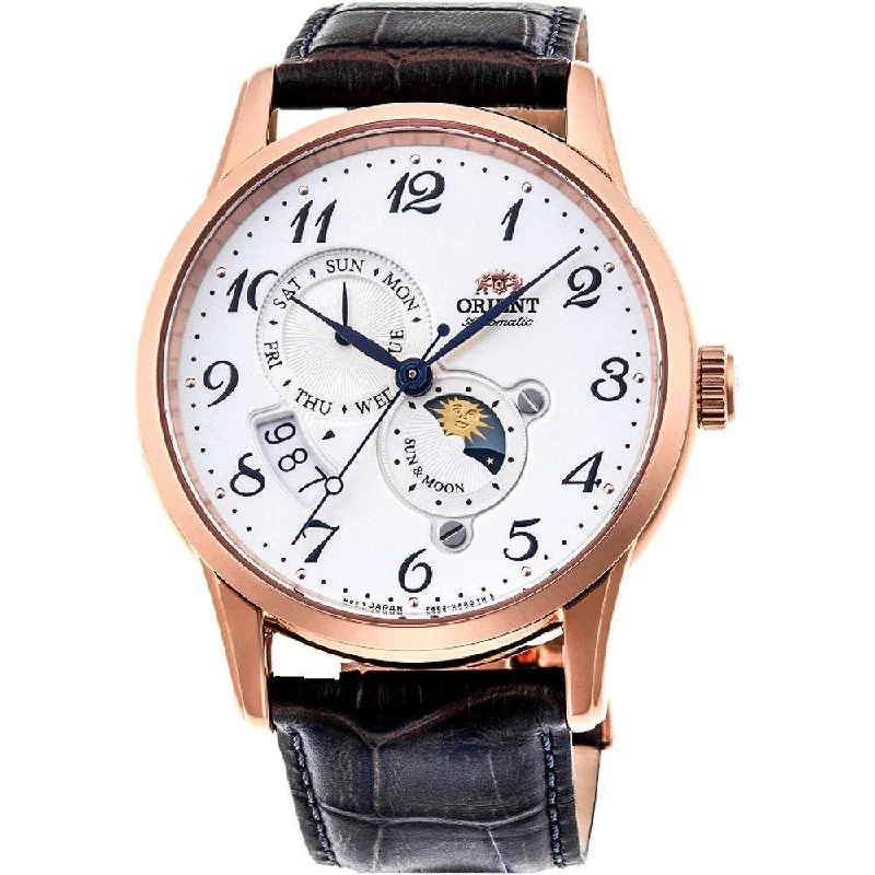 Orient Men's RA-AK0001S10B Classic Moonphase Automatic Brown Leather Watch