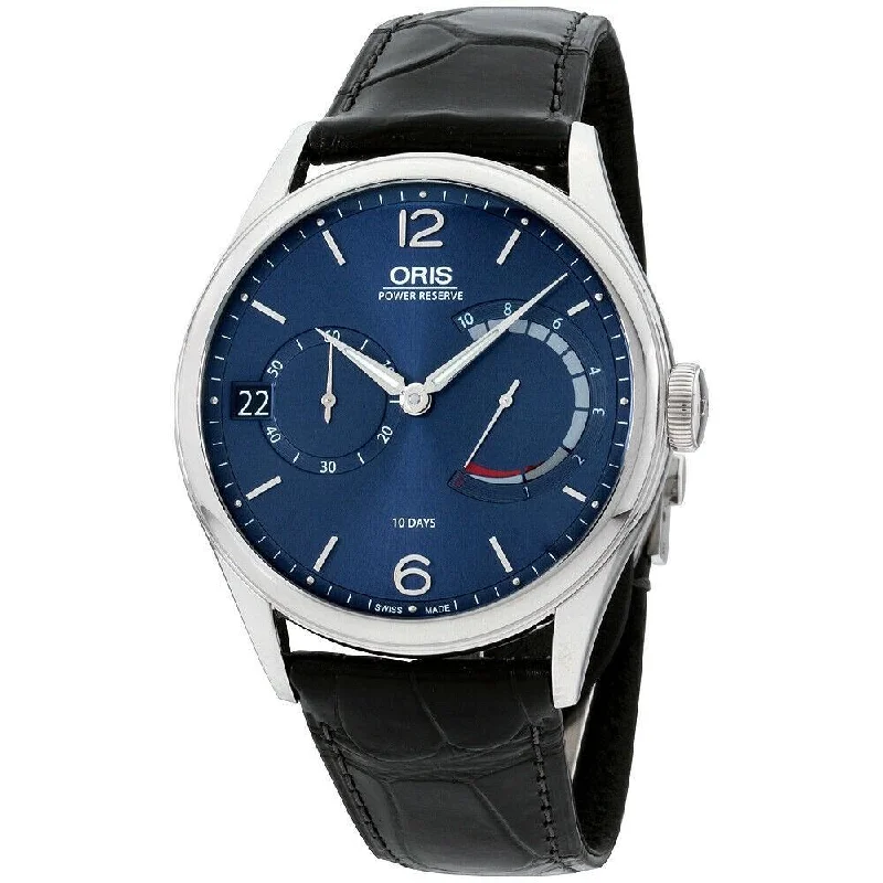 Oris Men's 11177004065LS Artelier Black Leather Watch