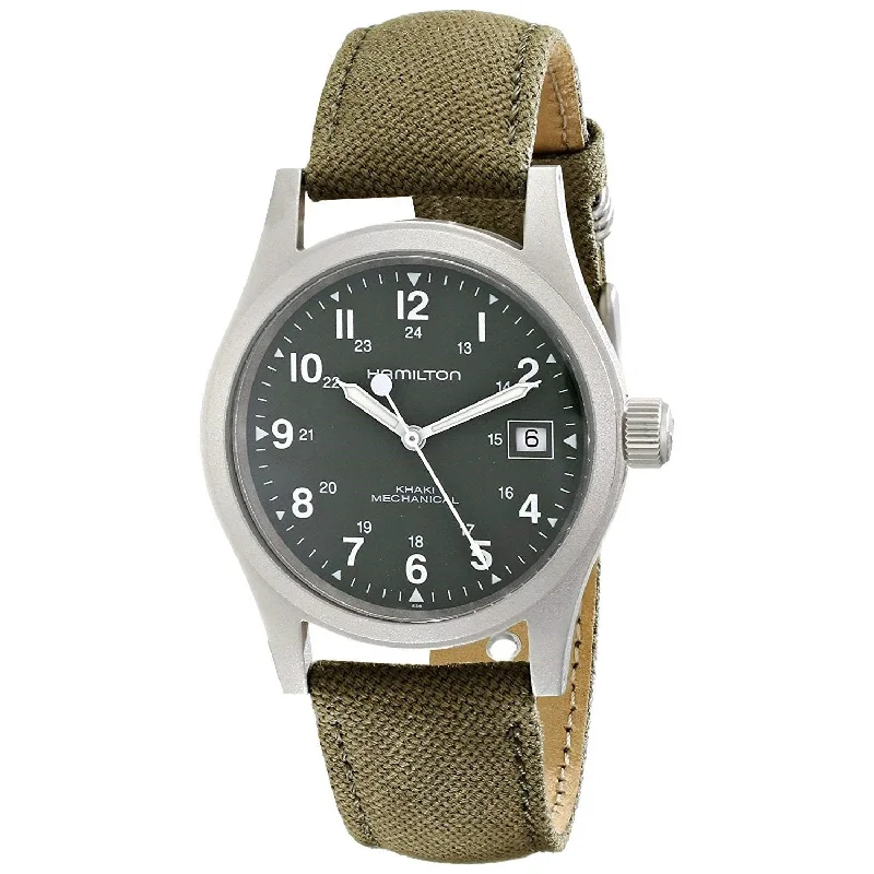 Hamilton Men's H69419363 Khaki Field Mecahnical Hand Wind Green Canvas Watch