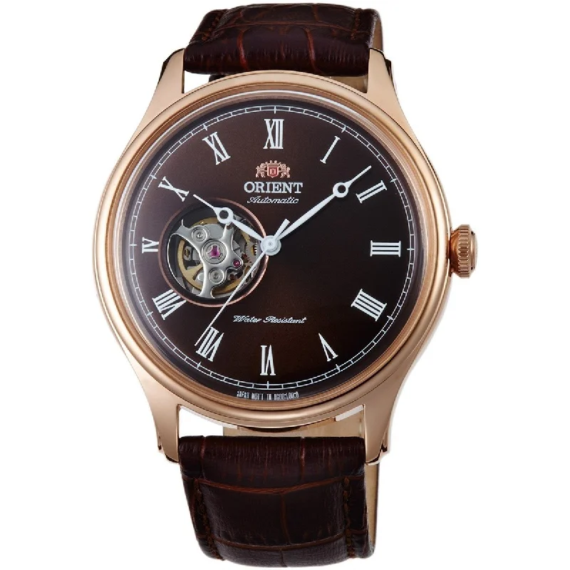 Orient Men's FAG00001T0 Esteem II Open Heart Automatic Brown Leather Watch