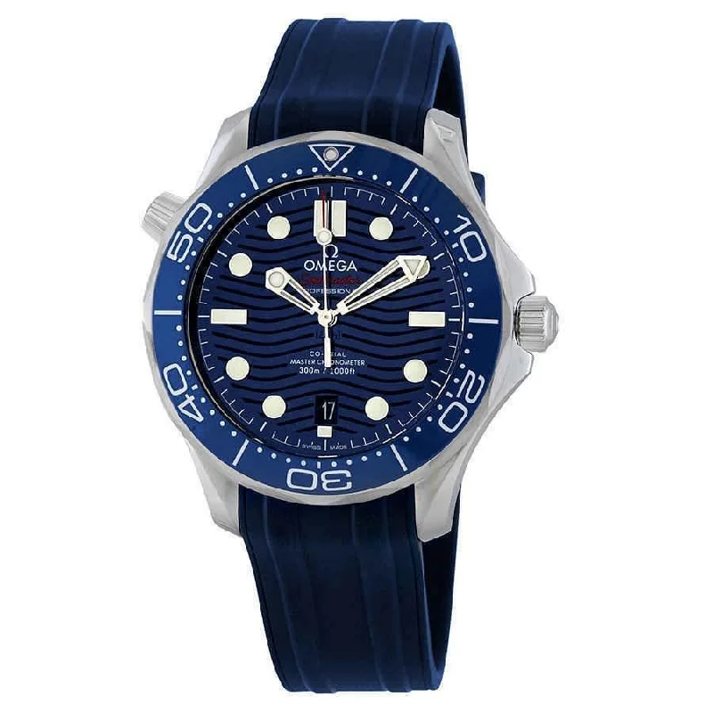 Omega Men's 210.32.42.20.03.001 Seamaster Blue Rubber Watch