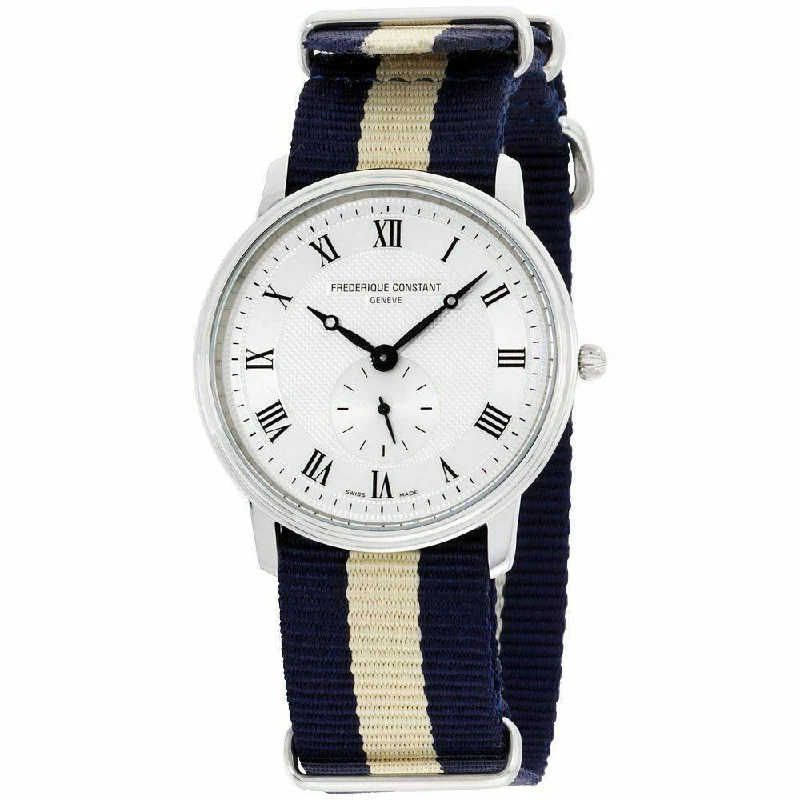 Frederique Constant Men's FC-235M4S6NVYBGE Slimline Two-Tone Canvas Watch