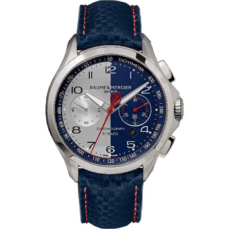 Baume & Mercier Men's MOA10344 Clifton Chronograph Blue Leather Watch