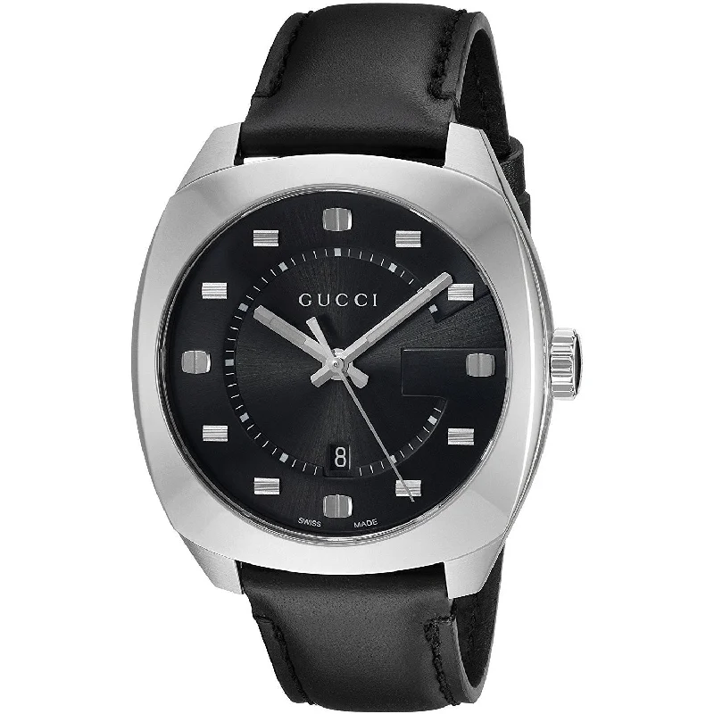 Gucci Men's YA142307 GG2570 Black Leather Watch