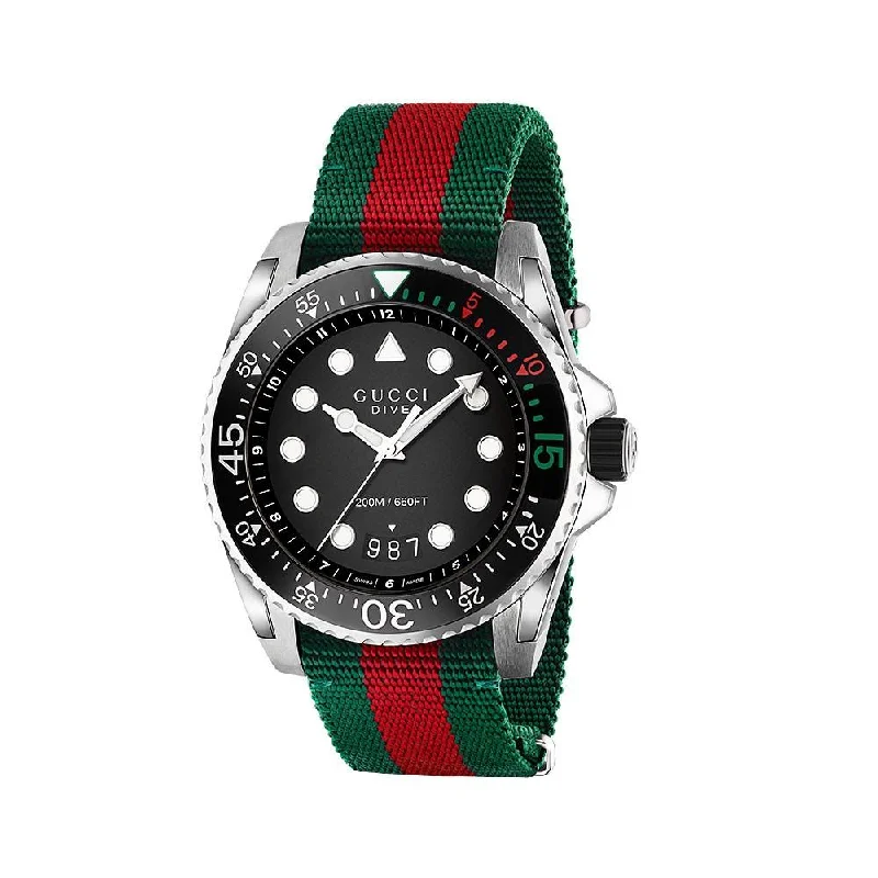 Gucci Men's YA136209 Dive XL Red and Green Nylon Watch