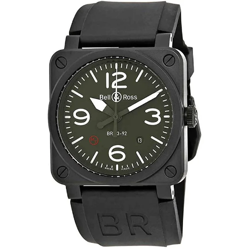 Bell & Ross Men's BR0392-MIL Military Type Black Rubber Watch