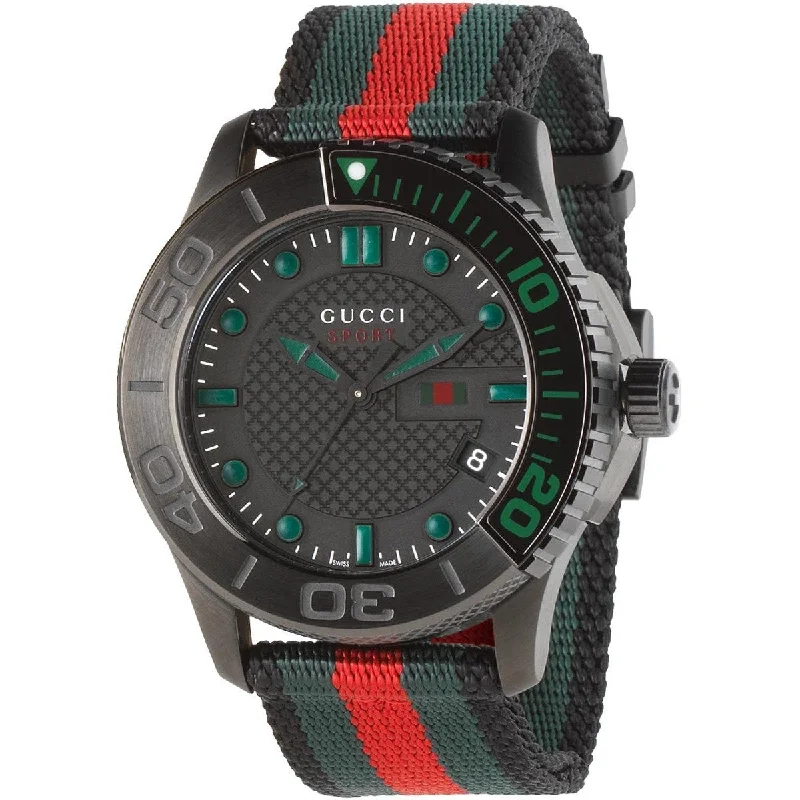 Gucci Men's YA126229 G-Timeless Red green and black Nylon Watch