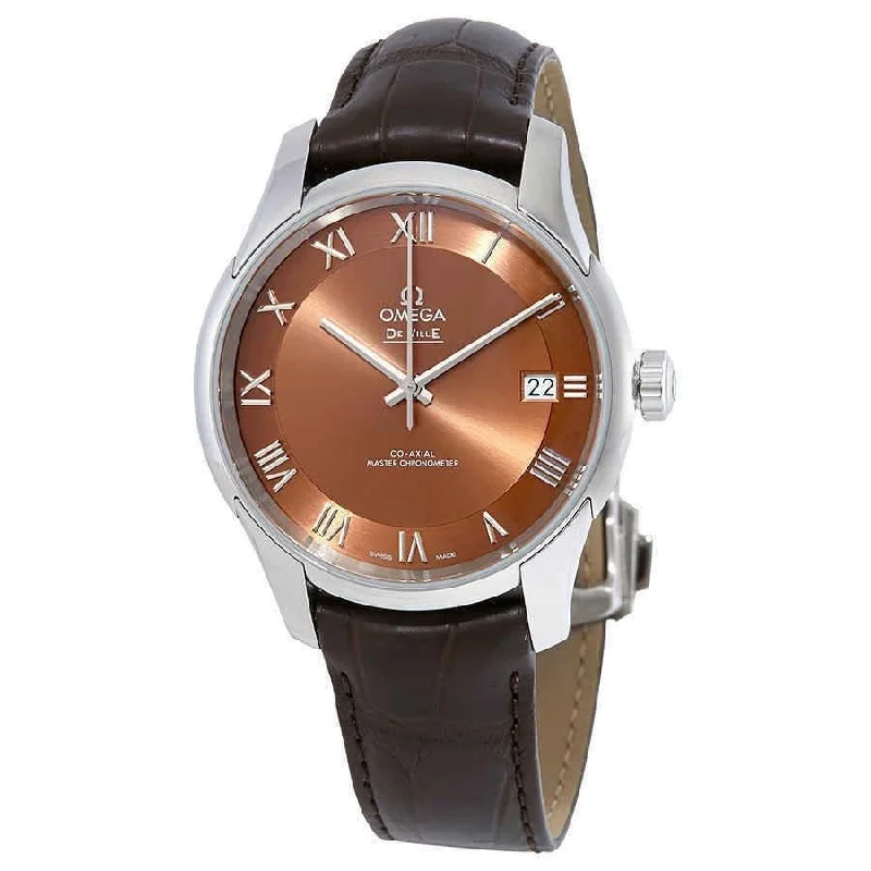 Omega Men's 433.13.41.21.10.001 De Ville Hour Vision Brown Leather Watch