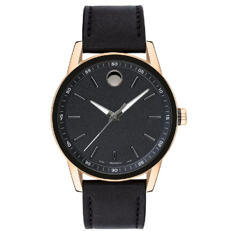 Movado Men's 0607358 Museum Sport Black Leather Watch