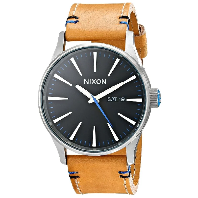 Nixon Men's A105-1602 Sentry Leather Brown Leather Watch