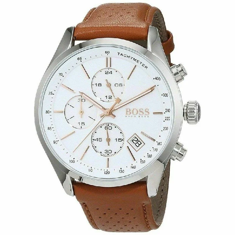 Hugo Boss Men's 1513475 Grand Prix Chronograph Brown Leather Watch