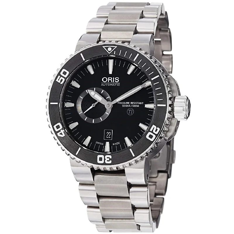 Oris Men's 74376647154MB Aquis Small Second Date Titanium Watch