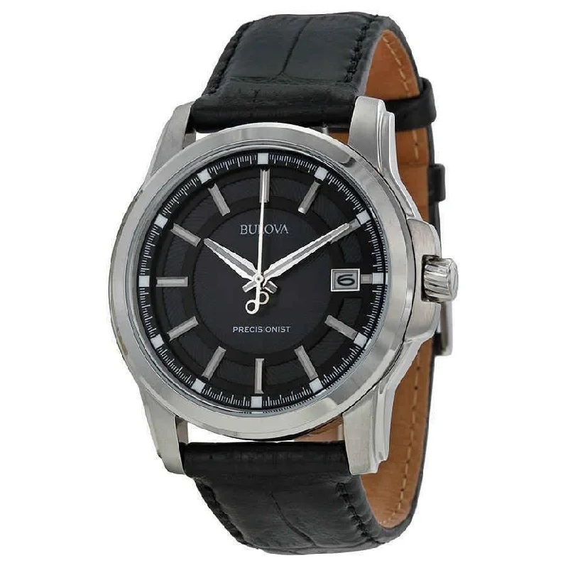 Bulova Men's 96B158 Precisionist Black Leather Watch