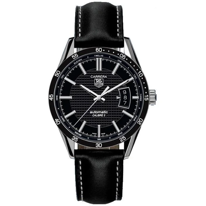 Tag Heuer Men's WV211M.FC6202 Carerra Automatic Black Leather Watch