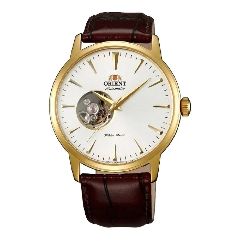 Orient Men's FAG02003W0 Esteem II Open Heart Automatic Brown Leather Watch