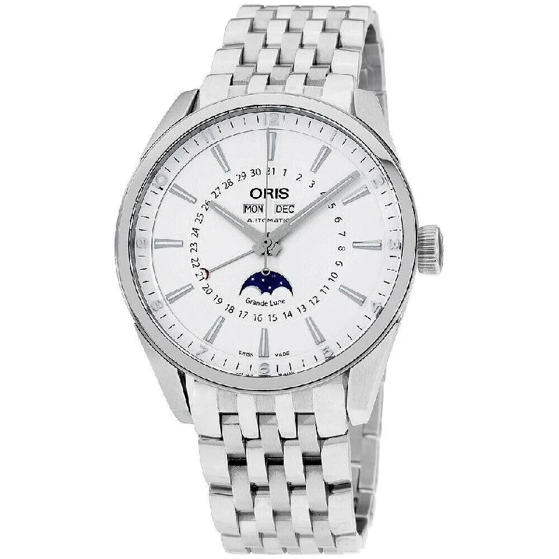 Oris Men's 91576434051MB Artelier Complication Moonphase and Date Indicator Around the Inner Rim Stainless Steel Watch