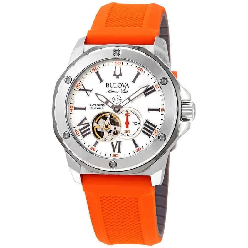 Bulova Men's 98A226 Marine Star Orange Rubber Watch