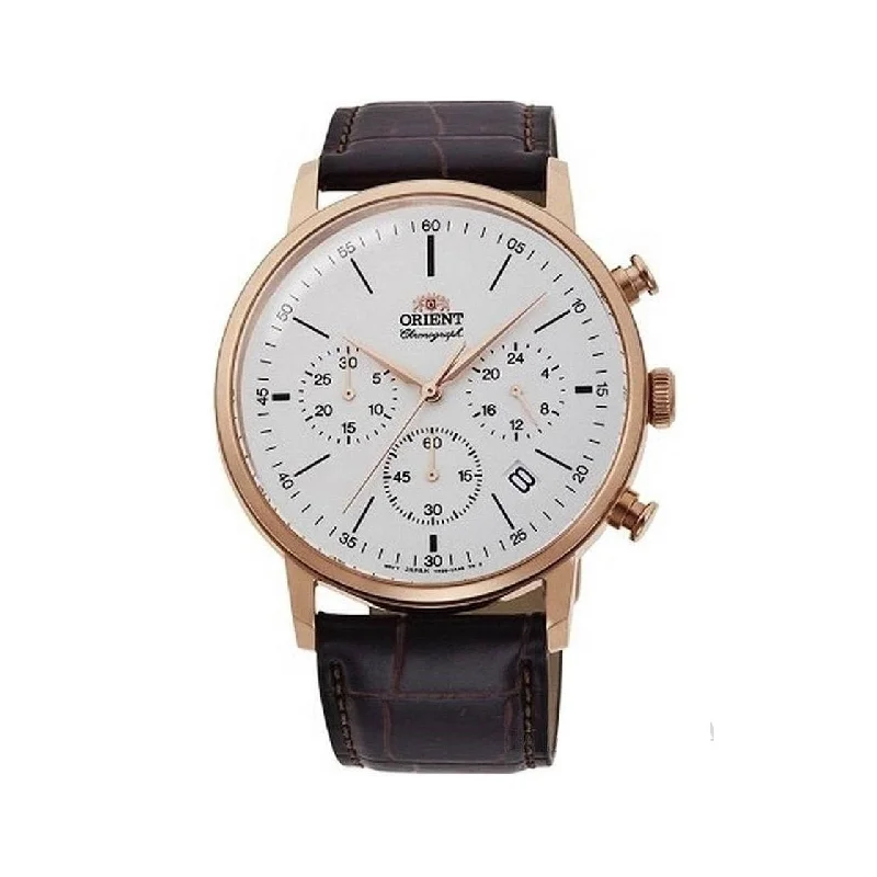 Orient Men's RA-KV0403S10B Sports Chronograph Brown Leather Watch