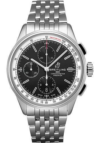 Breitling Premier Chronograph Watch - 42mm Steel Case - Black Dial - Steel Bracelet - A13315351B1A1