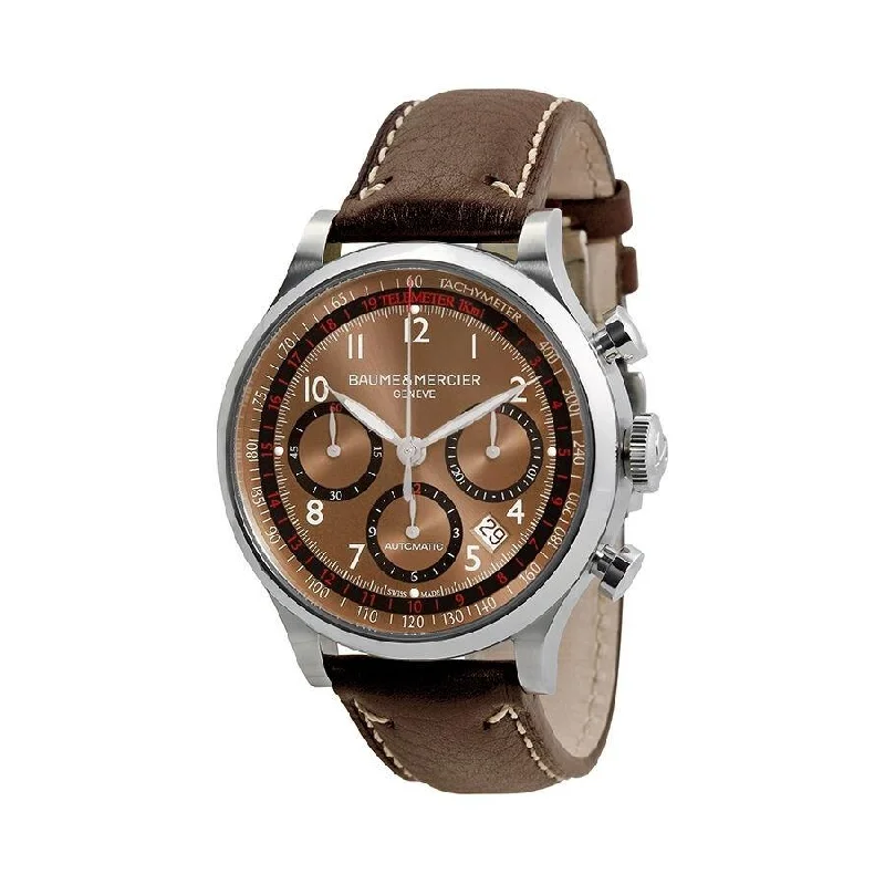 Baume & Mercier Men's MOA10002 Capeland Chronograph Brown Leather Watch