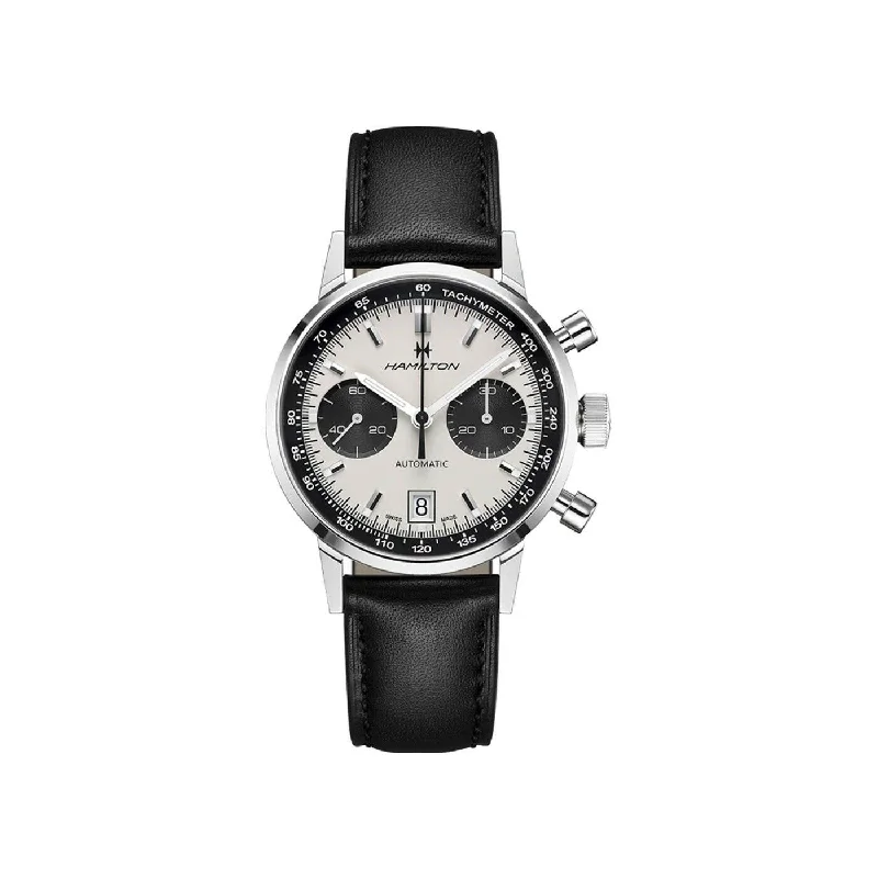 Hamilton Men's H38416711 Intra-Matic Chronograph Black Leather Watch