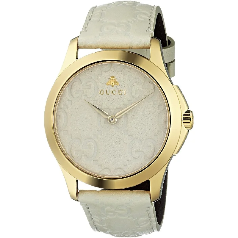 Gucci Men's YA1264033 G-Timeless White Leather Watch