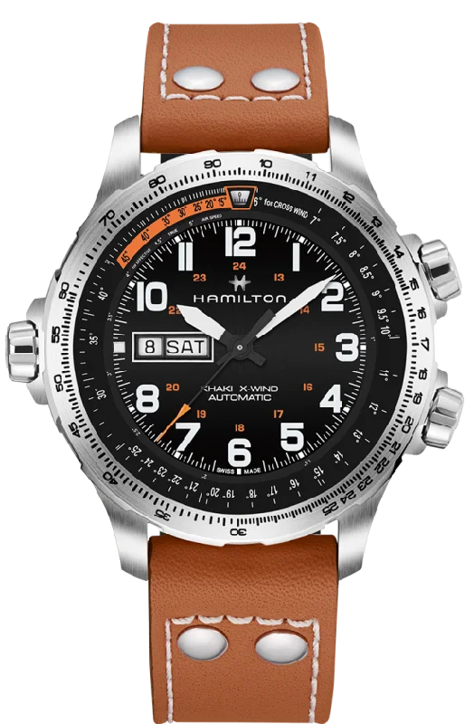 HAMILTON: KHAKI AVIATION X-WIND DAY DATE AUTO H77755533