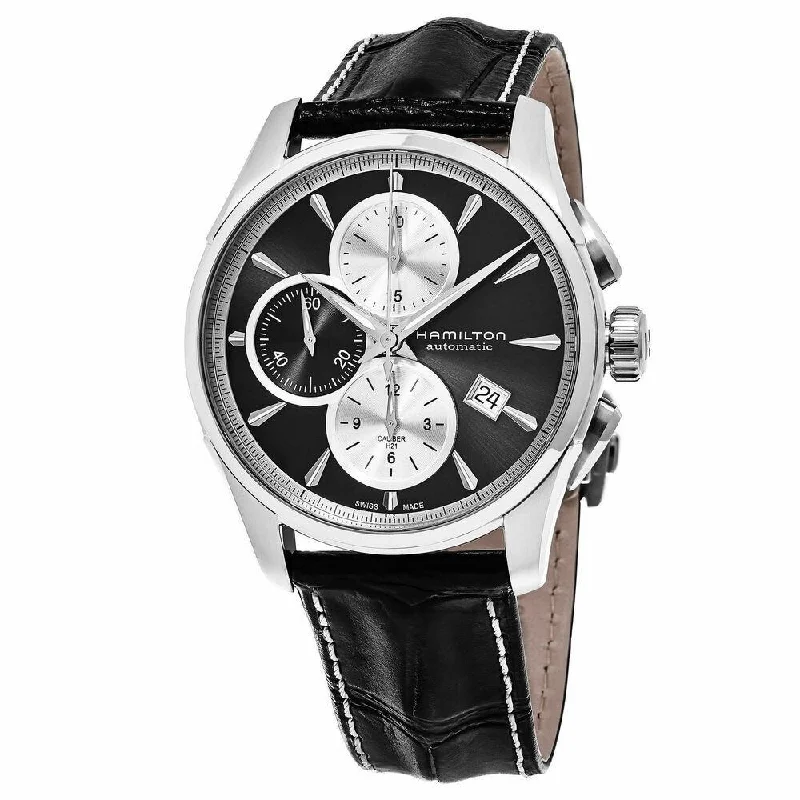 Hamilton Men's H32596781 Jazzmaster Chronograph Black Leather Watch