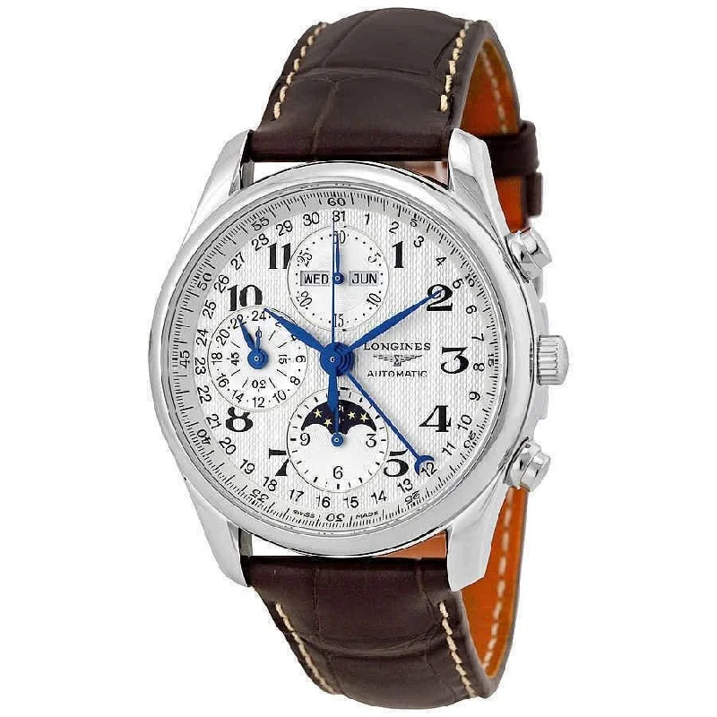 Longines Men's L2.673.4.78.3 Master Collection Complete Calendar Date Scale Around the Outer Rim,Chronograph Brown Leather Watch