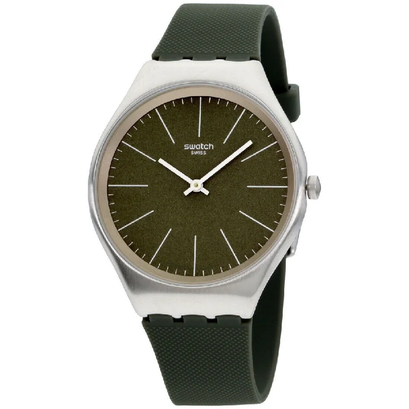 Swatch Men's SYXS116 Skinnature Green Silicone Watch