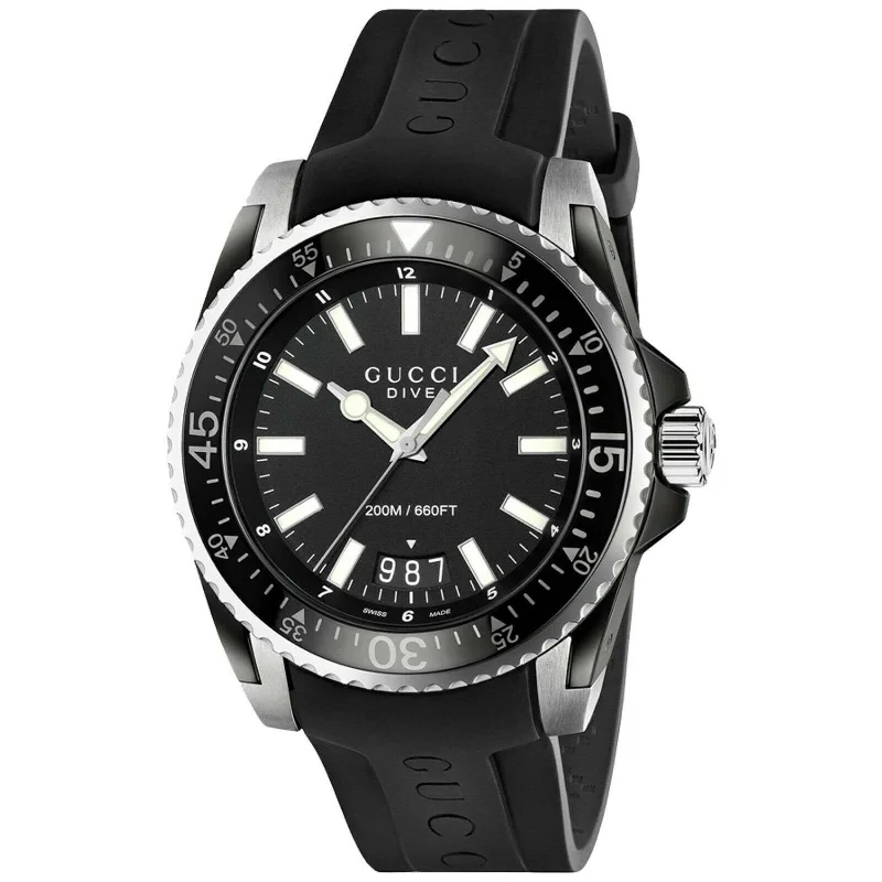 Gucci Men's YA136204A Dive Black Rubber Watch