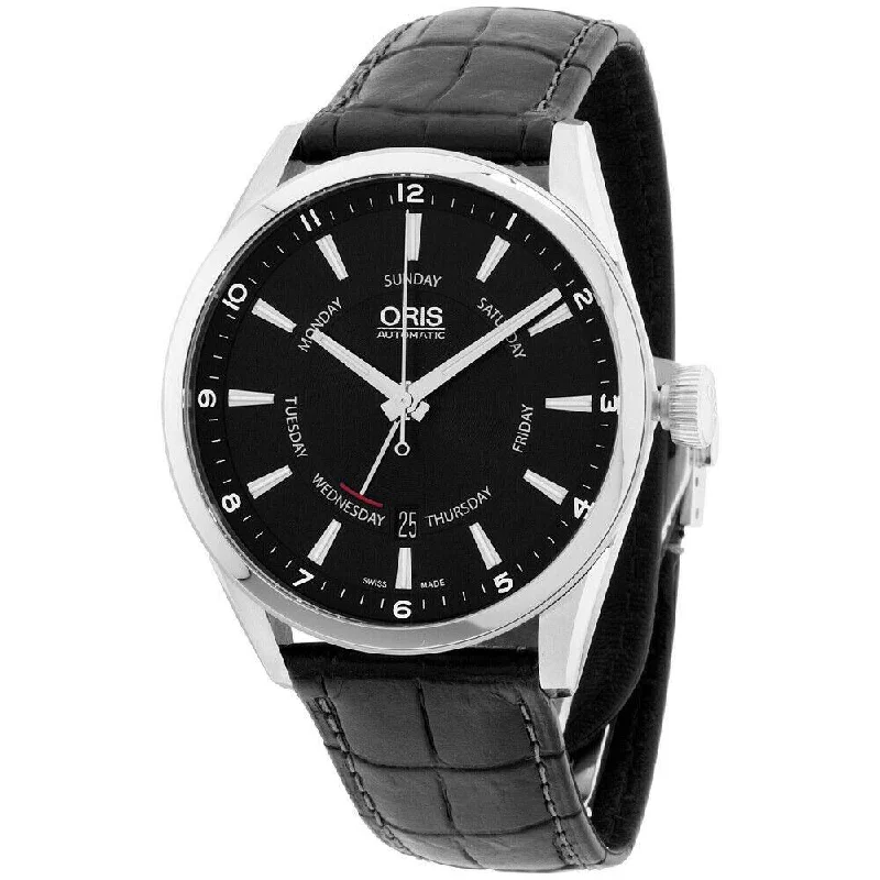 Oris Men's 75576914054LS Artix Black Leather Watch