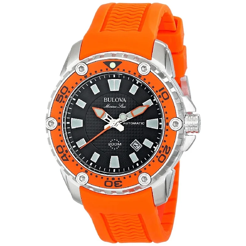 Bulova Men's 98B207 Marine Star Automatic Orange Rubber Watch