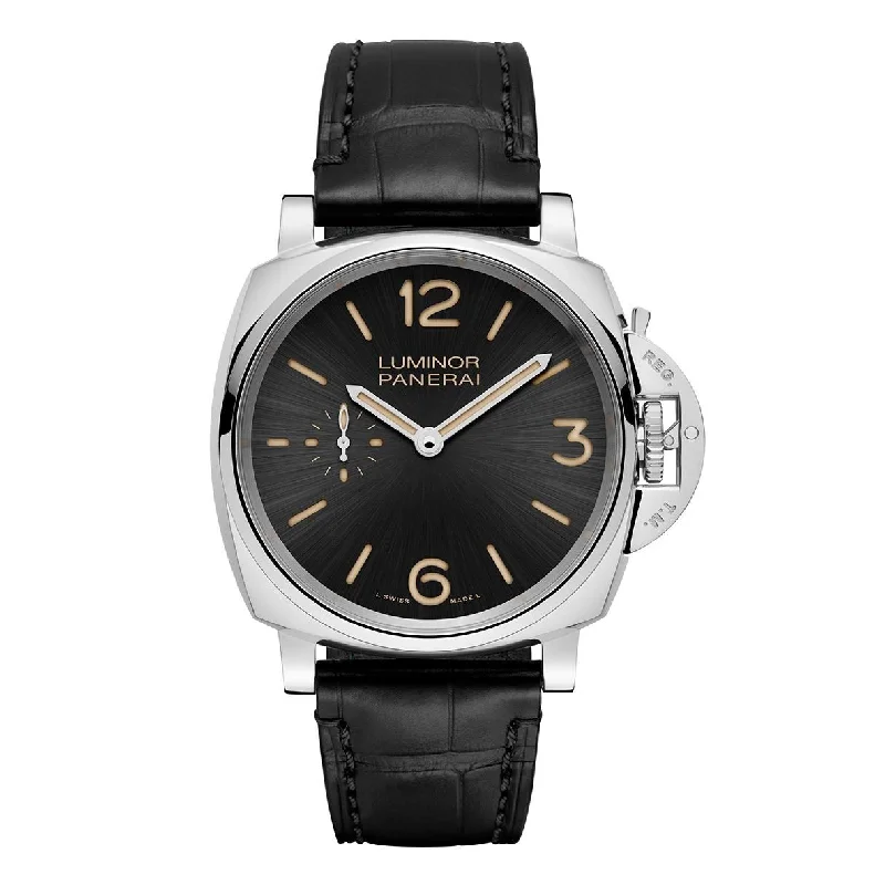 Panerai Men's PAM00676 Luminor Due Black Leather Watch