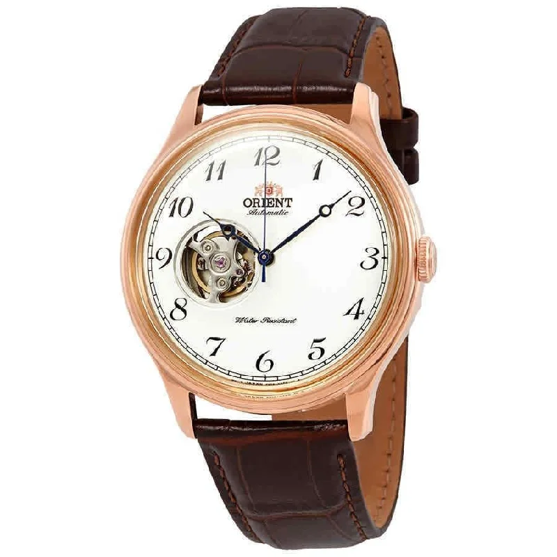 Orient Men's RA-AG0012S10B Open Heart Brown Leather Watch