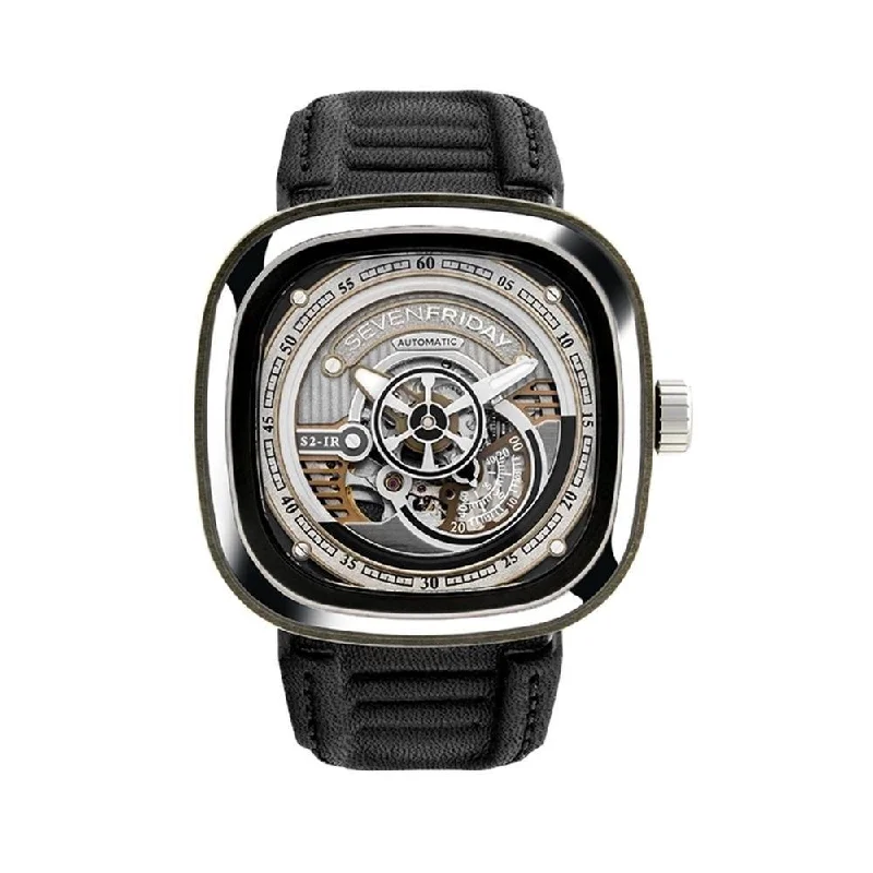 SevenFriday Men's S1-02 S-Series Black Leather Watch