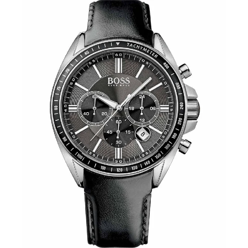 Hugo Boss Men's 1513085 Driver Sport Chronograph Black Leather Watch