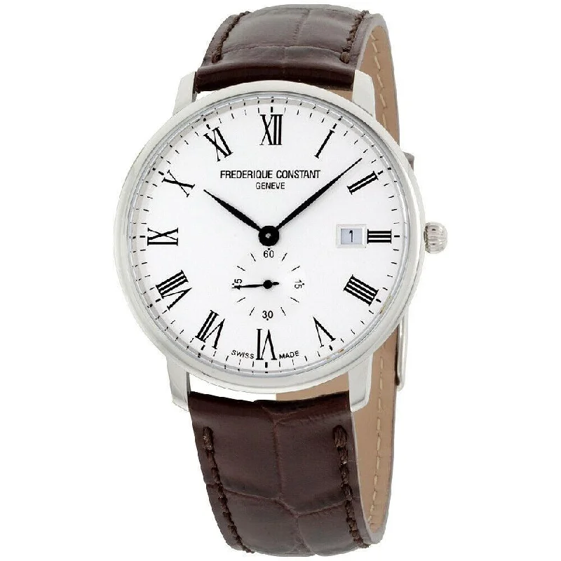 Frederique Constant Men's FC-245WR5S6-DBR Slimline Brown Leather Watch