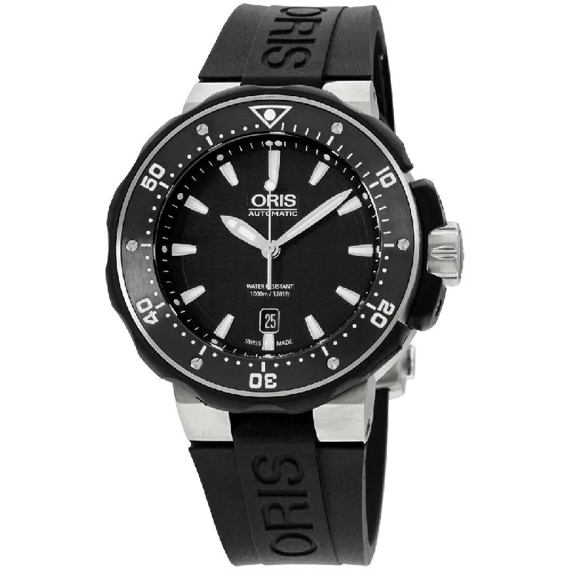 Oris Men's 73376827154RS Pro Diver Date Black Silicone Watch