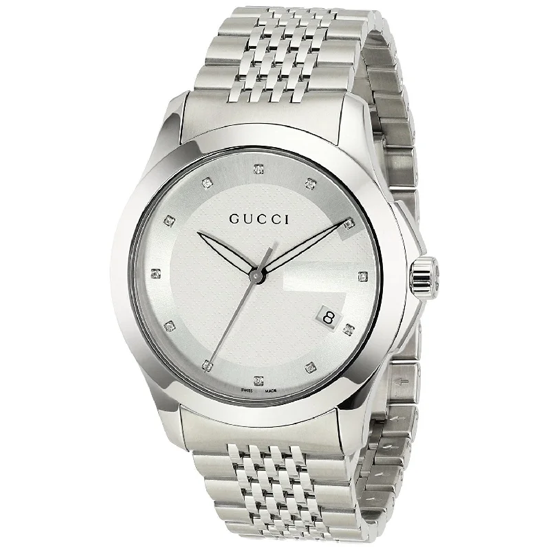 Gucci Men's YA126404 G-Timeless Diamond Stainless Steel Watch