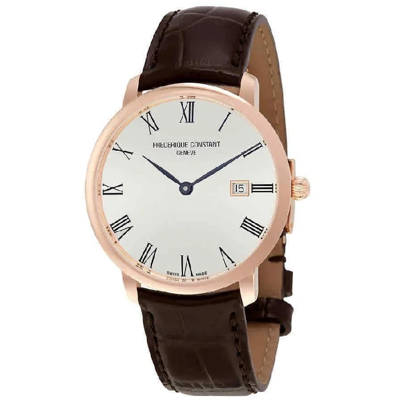 Frederique Constant Men's FC-306MR4S4 Slimline Brown Leather Watch