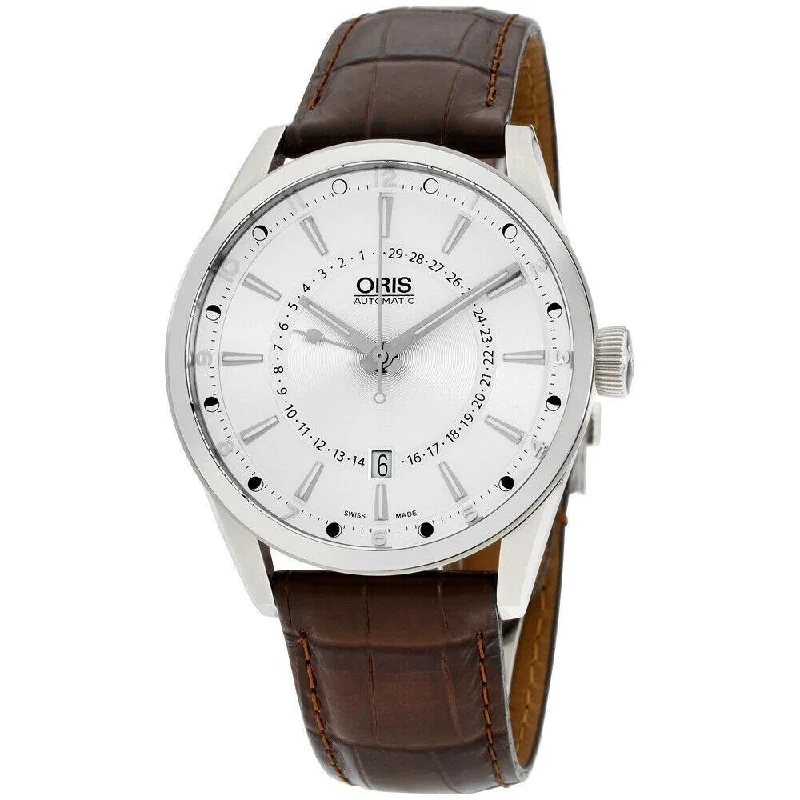 Oris Men's 76176914051LSBRN Artix Pointer Moon Brown Leather Watch