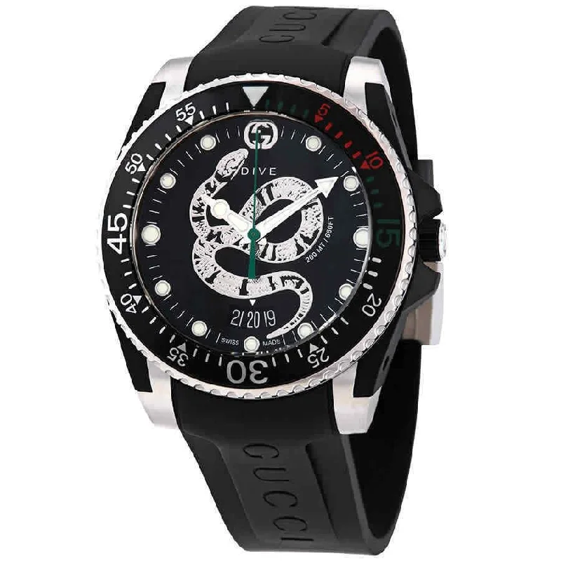 Gucci Men's YA136323 Dive Black Rubber Watch